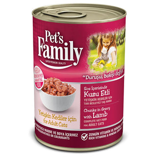 Pet's Family Lamb Recipe Canned Cat Food, 400g - Complete Nutrition, Taurine for Heart Health, Highly Palatable Wet Food Pet's Family Lamb Cat Food - Complete Nutrition & Hydration canned cat food, wet cat food, lamb cat food, adult cat food, kuzu etli kedi konservesi, cat food with lamb, 400g cat food, complete cat food, taurine cat food, cat food, wet food for cats, lamb recipe, pet food, cat supplies, feline nutrition, vitamins for cats, healthy cat food, picky eater cat food, hydration for cats, single-