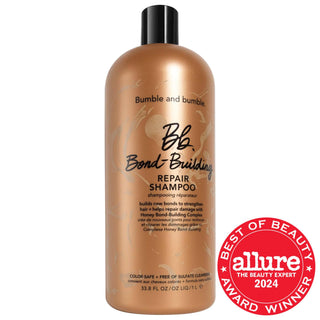 Bumble and bumble Bond-Building Hair Repair Shampoo - Strengthens & Repairs Damaged Hair, Color Safe Bumble and bumble Hair Repair Shampoo - Strengthens & Repairs hair repair shampoo, bond-building hair treatment, color safe shampoo, damaged hair care, strengthening shampoo, bumble and bumble, hair care, repair shampoo, color treated hair, sensitive scalp, cruelty-free, cleaner beauty, hair strengthening, hair elasticity, honey bond-building complex