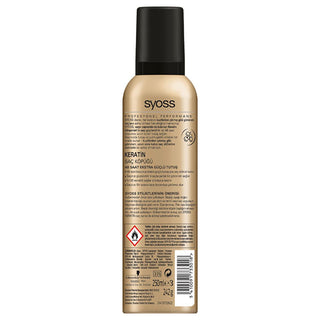 Syoss Keratin Hair Mousse - 48 Hour Strong Hold, Strengthens & Adds Shine - Syoss Keratin Saç Köpüğü 250 ml