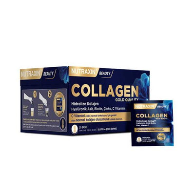 Nutraxin Beauty Gold: 10,000mg Hydrolyzed Collagen Supplement for Radiant Skin, Strong Hair & Nails - Anti-Aging Hyaluro