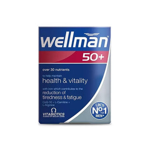 Vitabiotics Wellman 50+ Dietary Supplement for Men - Multivitamin and Mineral Support for Men's Health Vitabiotics Wellman 50+ for Men's Health Dietary Supplement for Men, Multivitamin for Men Over 50, Vitabiotics Wellman 50+, Men's Health Supplements, Vitamin and Mineral Supplements, Health Supplements for Aging Men, Men's Vitality Supplements, Nutritional Support for Men 50+, Sibirya Ginseng Extract, Coenzyme Q10, L-Arginine, L-Carnitine, Lutein, Multivitamin, Mineral Supplement, Tablet Form Supplements