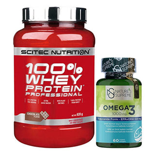 Scitec Whey Protein 920 Gr + Nature's Supreme Omega 3 1000 Mg 60 Capsules Combination