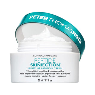 Peptide Skinjection Moisture Infusion Refillable Cream - Anti-Aging Peptide Moisturizer for Hydrating Skincare Peptide Moisturizer Cream for Anti-Aging & Hydration peptide moisturizer, anti-aging cream, hydrating skincare, refillable moisturizer, peptide skincare, skincare, moisturizer, anti-aging, hydration, peptides, neuropeptides, gamma proteins, cactus flower, squalane, hyaluronic acid, dry skin, combination skin, aging skin, fine lines, wrinkles, skin elasticity, radiance, skin texture