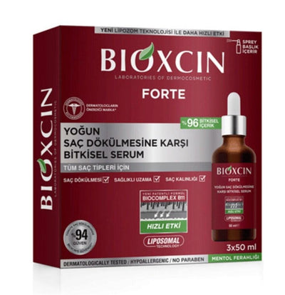 Bioxcin Forte Hair Loss Serum: Intensive Anti Hair Thinning Treatment for Stronger, Thicker, Revitalized Hair - 3x50 ML