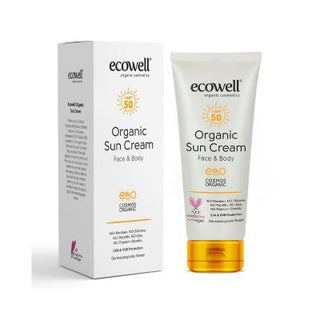 Ecowell Organic SPF 50 Sunscreen: Natural UVA UVB Protection for Sensitive Skin | Aloe Vera, Vegan, Paraben-Free Sun Protection Ecowell Organic SPF 50 Sunscreen: Vegan & Natural Sun Protection organic sunscreen, SPF 50 sunscreen, vegan sunscreen, sunscreen for sensitive skin, natural sunscreen, UVA UVB protection sunscreen, sunscreen without parabens, aloe vera sunscreen, organic certified sunscreen, sun protection, organic aloe vera, glycerin, paraben-free, chemical-free, vegan, organic, sensitive skin, UV