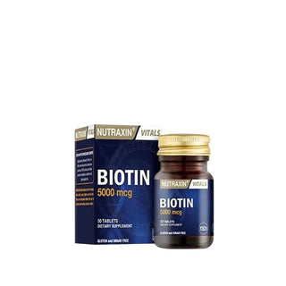 Nutraxin Biotin 5000mcg Dietary Supplement for Hair Growth Support - 30 Tablets Nutraxin Biotin 5000mcg for Hair, Skin & Nail Health Biotin supplement, Hair growth support, Skin health, Nail strength, Nutraxin Biotin 5000mcg, Dietary supplement, Hair loss solution, Nail care, Skin care, Wellness supplement, Health supplement