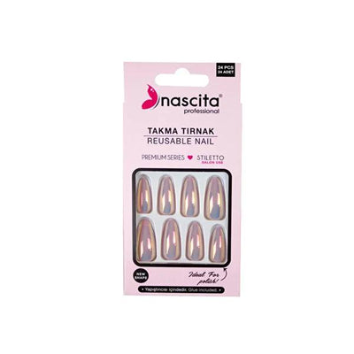 Nascita Holographic Nail Tips S198 24-Piece Set for Fashionable Nail Art
