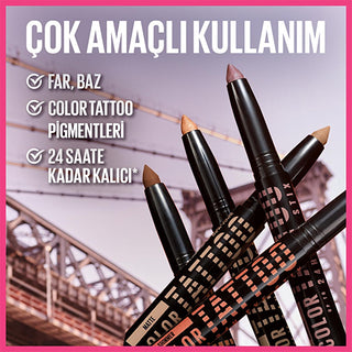 Maybelline Color Tattoo: Long-Lasting Cream Eyeshadow - Waterproof, Smudge-Proof, Intense Color - Gel Eye Shadow Maybelline Color Tattoo: Long-Lasting Cream Eyeshadow cream eyeshadow, long-lasting eyeshadow, waterproof eyeshadow, smudge-proof eyeshadow, Maybelline Color Tattoo, jel göz farı, intense color eyeshadow, creamy eyeshadow stick, eyeshadow, eye makeup, vibrant colors, long-lasting makeup, smudge-resistant, water-resistant, easy application, multi-purpose, makeup enthusiasts, eye color, cosmetics, 