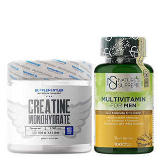 Supplementler.com Creatine (Creapure®) 509 Gr + Nature's Supreme Multivitamin for Men 100 Capsules Combination