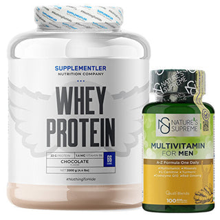 Supplementler.com Whey Protein 2000 Gr + Nature's Supreme Multivitamin for Men 100 Capsules Combination
