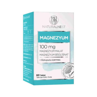 Naturalnest Magnesium 100mg Tablets: Support Overall Health & Well-being with Daily Magnesium Supplement - 60 Count