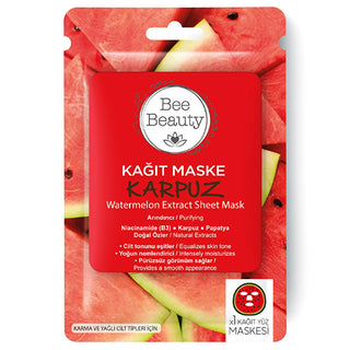 bee beauty watermelon face mask, hydrating paper face mask, nourishing watermelon mask Bee Beauty Watermelon Pattern Paper Face Mask - Hydrating Skin Care for Beauty Enthusiasts | 1 Sheet Bee Beauty Watermelon Face Mask bee-beauty, watermelon-mask, paper-face-mask, skin-care, beauty-enthusiasts, hydrating-mask, anti-aging, niacinamide, facial-mask, ai-generated