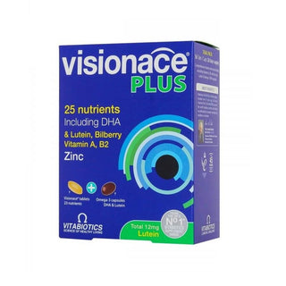 Vitabiotics Visionace Plus Dietary Supplement for Eye Health - Multivitamin & Omega-3 Support Vitabiotics Visionace Plus Eye Health Supplement Dietary Supplement, Multivitamin, Eye Health Supplement, Omega-3 Supplement, Vitamin and Mineral Complex, Health Supplements, Nutritional Support, Eye Care, Vitabiotics, Visionace Plus