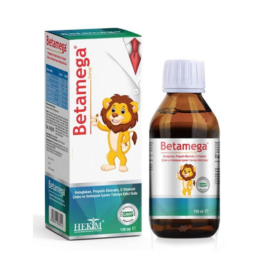Betamega Immune Support Dietary Supplement Syrup - Beta Glucan, Vitamin C, Zinc, Propolis & Selenium - 150ml (5.07 fl oz