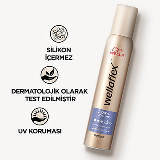 Wella Wellaflex Extra Strong Hold Hair Mousse - Long-Lasting Volume and Non-Sticky Styling for Vegans
