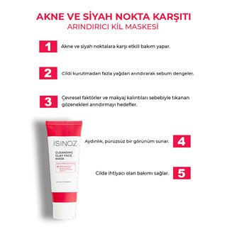 Sinoz Acne & Blackhead Purifying Facial Mask: Deep Pore Cleansing, Oil Control, and Natural Extracts for Clearer Skin Sinoz Acne Mask: Purify Pores & Clear Blackheads - Natural Formula acne face mask, blackhead removal mask, pore cleansing mask, oily skin mask, deep cleansing face mask, natural clay mask, facial treatment for acne, skin purifying mask, acne treatment, blackhead treatment, pore minimizer, oil control, kaolin clay, calendula extract, cucumber extract, chamomile extract, facial mask, skin care