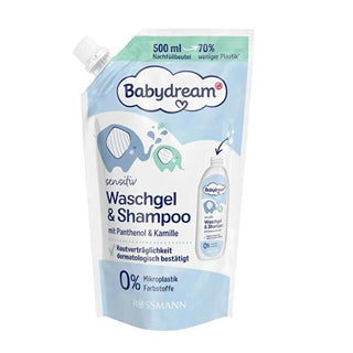 Babydream Gentle Baby Shampoo & Body Wash with Chamomile - 16.91 fl oz, Vegan & Eco-Friendly Gentle Baby Shampoo & Body Wash - Vegan & Eco-Friendly baby shampoo, gentle baby care, natural baby products, vegan baby shampoo, eco-friendly baby products, dermatologically approved baby care, hypoallergenic baby shampoo, chamomile baby shampoo, panthenol baby care, sustainable baby products