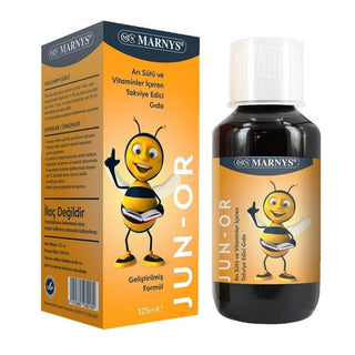 MN Marnys Multivitamin Supplement Syrup for Kids - Royal Jelly, Vitamins A, C, D, B Complex - 4.23 fl oz MN Marnys Kids Multivitamin Syrup - Royal Jelly & Vitamins multivitamin syrup for children, royal jelly supplement, children's vitamin supplement, liquid multivitamin, nutritional supplement for kids, kids health, children's nutrition, vitamin A, vitamin C, vitamin D, B complex vitamins, royal jelly benefits, healthy growth and development, dietary supplement for children