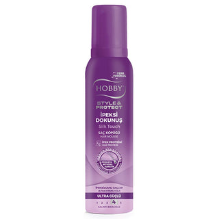 Hobby Style & Protect: Volumizing Hair Mousse - Silk Protein Styling Foam, Protects & Strengthens, Residue-Free, Recyclable - 5.07 fl oz Hobby Hair Mousse: Volumizing & Protective hair mousse, hair styling product, hair protection mousse, anti hair loss mousse, volumizing hair mousse, silk protein hair mousse, herbal keratin hair mousse, residue free hair mousse, hair styling foam, recyclable hair mousse, hair styling, hair protection, anti-hair loss, volumizing, silk protein, herbal keratin, residue-free, 