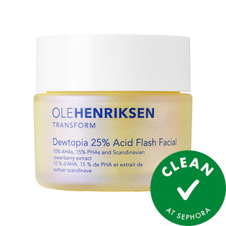 Dewtopia 25% AHA + PHA Flash Facial Exfoliating Face Mask - Vegan, Cruelty-Free Brightening Skincare Dewtopia AHA PHA Face Mask for Brightening & Exfoliation facial exfoliating face mask, AHA PHA face mask, vegan skincare, cruelty-free skincare, chemical exfoliation, brightening face mask, anti-aging skincare, Dewtopia, skincare, face mask, clean beauty, eco-friendly, retexturize, brighten skin, diminish fine lines, vegan, gluten-free, cruelty-free, recyclable packaging, dark spots, dullness, uneven texture