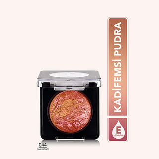 Flormar Baked Blush-On 044 Pink Bronze: High Pigment, Natural Shimmer & Vitamin E for Radiant, Healthy Glow Flormar Baked Blush: Pink Bronze, Radiant Glow & High Pigment baked blush, shimmer blush, high pigment blush, Flormar blush, natural glow blush, bronze blush, pink bronze blush, vitamin E blush, radiant blush, multi-use blush, blush, bronzer, highlighter, vitamin E, velvet texture, blendable, radiant, natural, healthy glow, makeup, beauty, cosmetics, face makeup, cheek color, day makeup, night makeup,