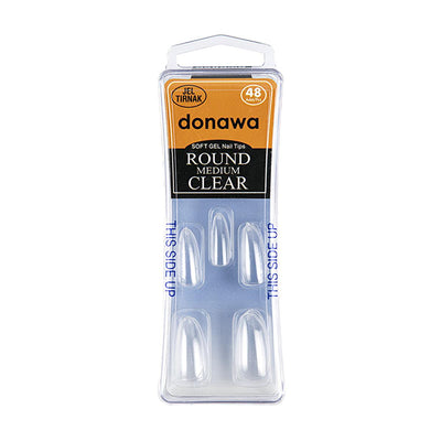 Donawa Soft Gel Round Nail Extensions - 48 Pcs for Easy DIY, Natural Look, Comfortable Fit - Artificial Nails, Fake Nail