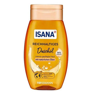 Isana Shower Oil - 56% Natural Oil Content, Moisturizing for Dry & Sensitive Skin, Dermatologically Tested - 6.76 fl oz Isana Shower Oil - 56% Natural Oil for Dry Skin shower oil, natural oil content, dermatologically tested, pH-balanced, moisturizing shower product, dry skin care, sensitive skin friendly, cosmetic, skincare, natural ingredients, shower routine, skin hydration, E Vitamin, luxurious skincare, daily skincare, skin nourishment