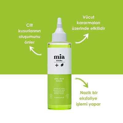 Mia Klinika Facial Toner - Gentle Exfoliating Pore Tightening Toner for Oily Skin, 6.76 fl oz