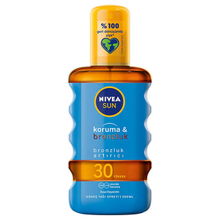 Nivea Sun SPF 30 Tanning Oil Spray: High Sun Protection, Natural Bronze, Water Resistant, UVA/UVB Protection - 6.76 fl oz Nivea Sun SPF 30: Tanning Oil. Sun Protection + Bronze SPF 30 sunscreen, tanning oil, sun protection, water resistant sunscreen, Nivea sun, bronzing sunscreen, UVA UVB protection, sunscreen for sensitive skin, sunscreen spray, melanin activating sunscreen, sunscreen, sun tan, tanning, water resistant, SPF 30, UVA protection, UVB protection, sensitive skin, outdoor activities, beach, swim