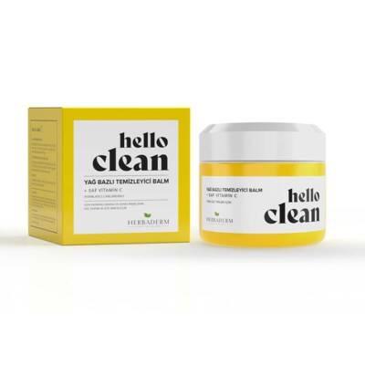 Herbaderm Hello Clean: Vitamin C Cleansing Balm - Gentle Oil-Based Makeup Remover, Brightens Skin, Deep Pore Cleanser, P