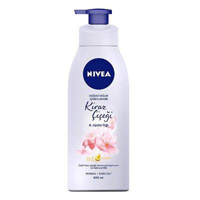 Nivea Cherry Blossom Body Lotion - 24 Hour Moisture for Dry Skin, Infused with Jojoba Oil - Non-Greasy, Fragrant & Affor