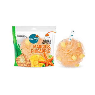 Balmy Banyo Exfoliating Bath Loofah - Self-Soaping, Mango & Pineapple Scented, Dermatologically Tested Balmy Banyo Exfoliating Loofah - Self-Soaping & Dermatologically Tested exfoliating bath loofah, self-soaping loofah, mango scented bath products, dermatologically tested bath accessories, natural skin care products, gentle skin care, convenient bath solutions, travel bath essentials, sensitive skin friendly, Ministry of Health approved, bathing accessories, skin cleansing, skin softening