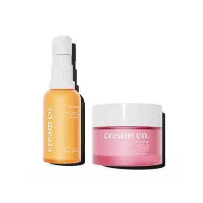 Cream Co. Hydrating Skincare Set: SOS Serum + Moisturizer | Vegan, Brightening, Anti-Aging, Repairs Skin Barrier, Evens 