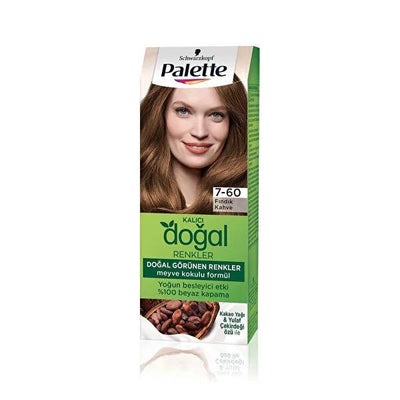 Palette Natural Colors Hair Dye - Fõndõk Kahve (7-60) - Nourishing Argan Oil Formula for Natural-Looking Hair Color