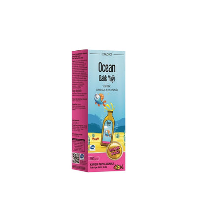 Orzax Ocean Omega-3 Fish Oil Syrup Mixed Fruit Flavor - 150ml Dietary Supplement for Heart Health & Cognitive Support