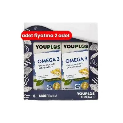 Youplus Omega-3 Supplement: Twin Pack - Supports Heart & Brain Health with EPA & DHA Fatty Acids - 30 Capsules x 2
