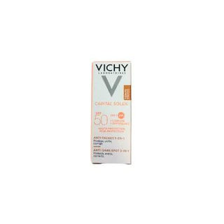 vichy capital soleil spf50 tinted sunscreen product image, vichy tinted sunscreen packaging Vichy Capital Soleil SPF50 Tinted Sunscreen - Anti Dark Spot | 3 ml Vichy SPF50 Tinted Sunscreen - Anti Dark Spot Protection vichy, tinted-sunscreen, spf50, anti-dark-spot, sensitive-skin, sunscreen, beauty, promotional-product, ai-generated, health-conscious
