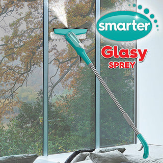 smarter glasy spray system front view, smarter glasy spray system trigger mechanism, smarter glasy spray system with microfiber mop Smarter Glasy Spray Window Cleaning System - 150ml Tank, 130cm Reach for Effortless Cleaning | For Homeowners & Cleaners Smarter Glasy Spray Window Cleaning System smarter-glasy-spray, window-cleaning-system, glass-cleaner, home-cleaning-tools, cleaning-supplies, innovative-cleaning, easy-to-use, microfiber-mop, space-saving, ai-generated