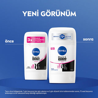 Nivea Women's Deodorant Stick Black & White Clear - Anti-perspirant, Long-lasting, Stain-free & Dermatologically Tested Nivea Women's Deodorant Stick - 72hr Anti-perspirant Protection Women's Deodorant Stick, Anti-perspirant Deodorant, Long-lasting Deodorant, Stain-free Deodorant, Dermatologically Tested Deodorant, Alcohol-free Deodorant, Nivea Deodorant, Personal Care, Hygiene Products, Women's Hygiene, Deodorant for Women, Anti-perspirant Protection, Sweat Protection, Body Odor Protection, Sensitive Skin 