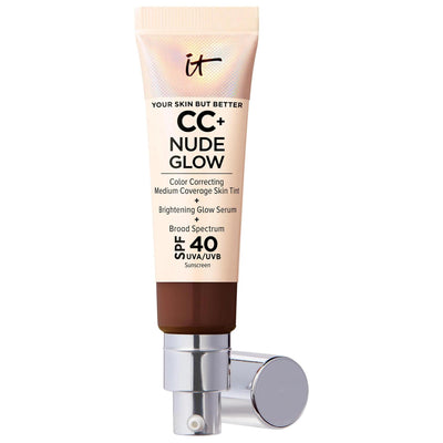 CC+ Nude Glow Lightweight Foundation + Glow Serum with SPF 40 and Niacinamide - Color-Correcting, Brightening, and Hydra