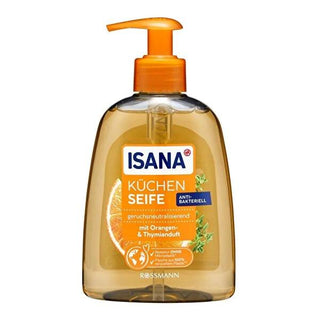 Isana Liquid Hand Soap - Orange Oil & Thyme Scent, 10.14 fl oz, Dermatologically Tested & pH Balanced for Kitchen Use Isana Liquid Hand Soap - Gentle & pH Balanced for Kitchen Use liquid hand soap, kitchen hand soap, orange oil hand soap, dermatologically tested soap, pH balanced hand soap, thyme scented soap, gentle hand soap, nourishing hand soap, kitchen hygiene, hand care routine, natural ingredients hand soap, citrus scented hand soap