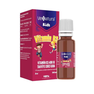 Venatura Kids Vitamin D3 400 IU - Supports Immune System, Bone Health - 20ml, 500 Drops Venatura Kids Vitamin D3 400 IU - Supports Kids' Health Vitamin D3 for kids, Children's health supplement, Pediatric Vitamin D, Nutritional support for children, Vitamin D drops for kids, Kids health, Immune system support, Bone health for children, Muscle health, Vitamin D3 supplement, Health supplements for kids, Child nutrition, Vitamin D benefits