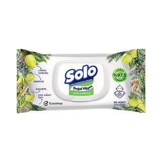 Solo Natural Wet Wipes with Lemon & Rosemary - Hypoallergenic, 97.5% Natural Content, Gentle Cleansing for Hands and Face Solo Natural Wet Wipes - Gentle & Hypoallergenic natural wet wipes, lemon scented wipes, hypoallergenic baby wipes, rosemary infused cleansing wipes, chemical free personal care wipes, gentle cleansing wipes, natural ingredients, baby care products, hand and face wipes, eco-friendly personal care