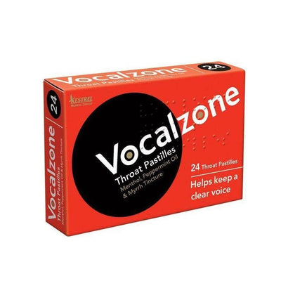 Vocalzone Throat Lozenges - Soothe & Protect Your Voice with Menthol, Myrrh & Peppermint - 24 Count
