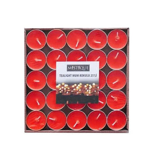 Mistique Red Tealight Candles - 25 Count, Krem Scent, Ambient Lighting Mistique Red Tealight Candles - 25 Count tealight candles, red candles, candle set, Mistique tealights, Krem scented candles, ambient lighting candles, decorative candles, relaxation candles, gifting candles, wax candles, red decor, home ambiance, cozy atmosphere