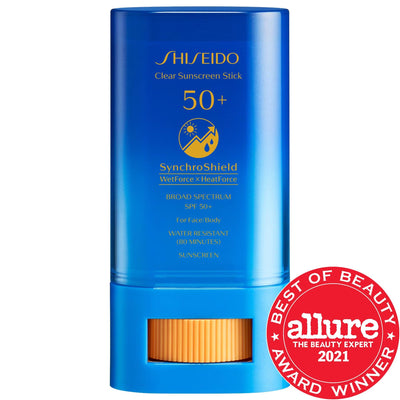 Shiseido Clear Sunscreen Stick SPF 50: Broad Spectrum Protection, Portable, Hydrating & Ideal for Sensitive Skin
