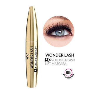 golden rose wonder lash mascara 12x volume, fiber brush of golden rose mascara, close up of golden rose mascara application Golden Rose Wonder Lash Mascara - 12X Volume & Lash Lift for All Types of Users Golden Rose Wonder Lash Mascara 12X Volume golden-rose, mascara, 12x-volume, lash-lift, provitamin-b5, black-mascara, eye-makeup, cosmetics, volumizing-mascara, ai-generated