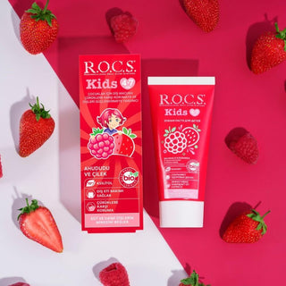 ROCS Kids Toothpaste Raspberry Strawberry Flavor for Children Aged 4-7 Years - Natural Ingredients, Fluoride Protection ROCS Kids Toothpaste - Natural & Fluoride Protection for Children children's toothpaste, kids oral care, natural toothpaste, fluoride toothpaste for kids, organic children's dental care, toothpaste for children aged 4-7, raspberry flavor toothpaste, strawberry flavor toothpaste, gentle toothpaste, low abrasive toothpaste
