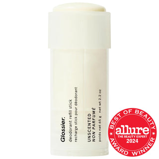 Glossier Refillable Aluminum-Free Deodorant Stick - Natural Deodorant with Coconut Oil for Sensitive Skin, Refillable Case Compatible Glossier Natural Deodorant - Aluminum-Free & Refillable aluminum-free deodorant, refillable deodorant, natural deodorant, coconut oil deodorant, sustainable personal care, sensitive skin deodorant, eco-friendly deodorant, natural ingredients, skin health, moisturizing deodorant, elderberry extract, potato starch, refillable packaging, Glossier