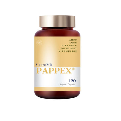 CreaVit Pappex 120 Capsules - Dietary Supplement with AHCC, EGCG, Vitamin C, Folate, and Vitamin B12